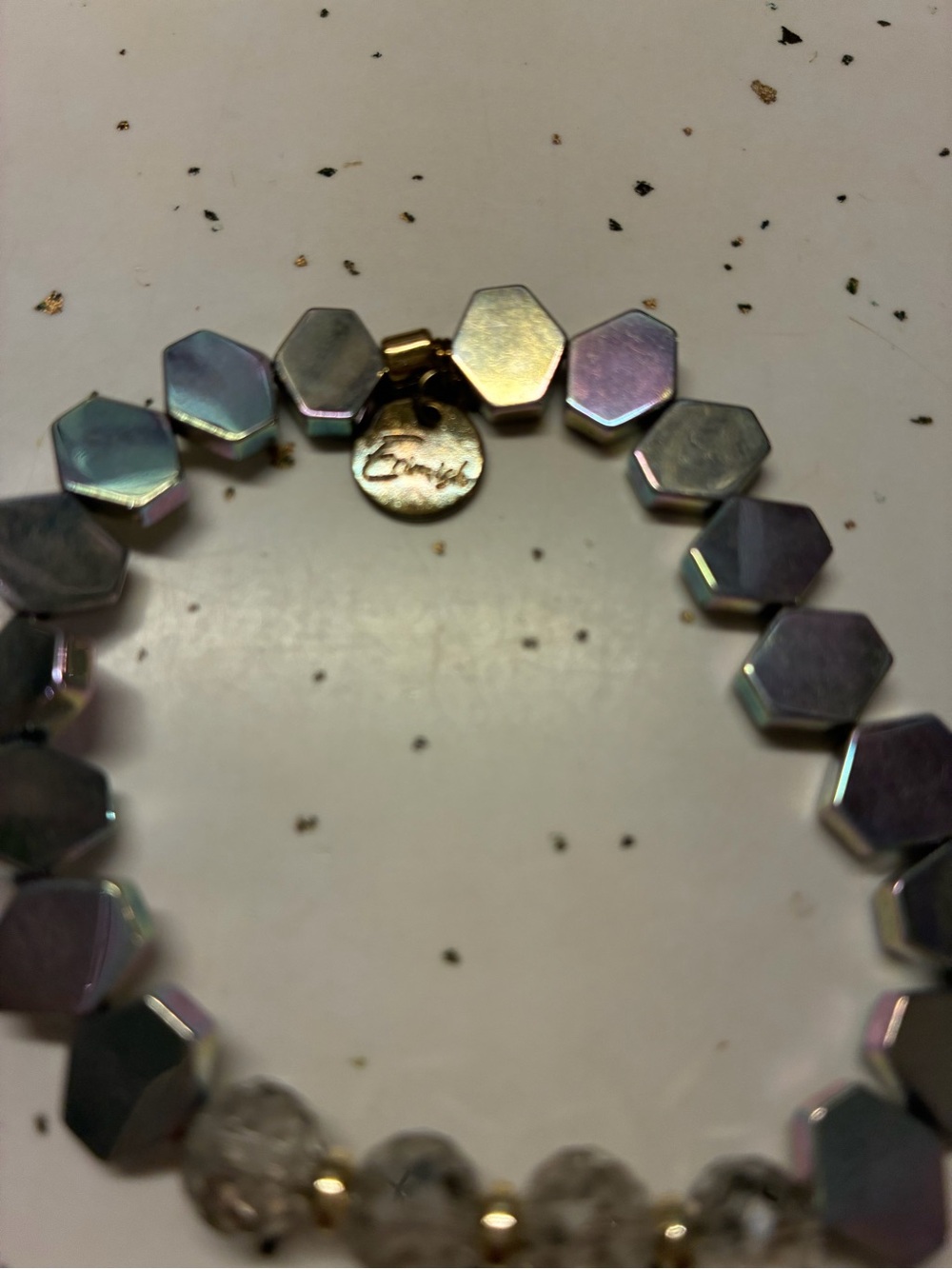Erimish Iridescent Hexagon Bead Bracelet in Purple and Gold